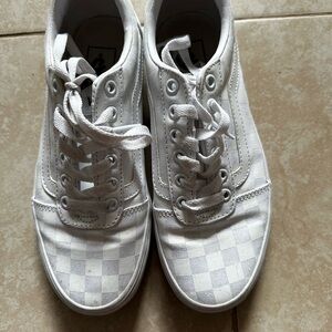 White checkerboard vans